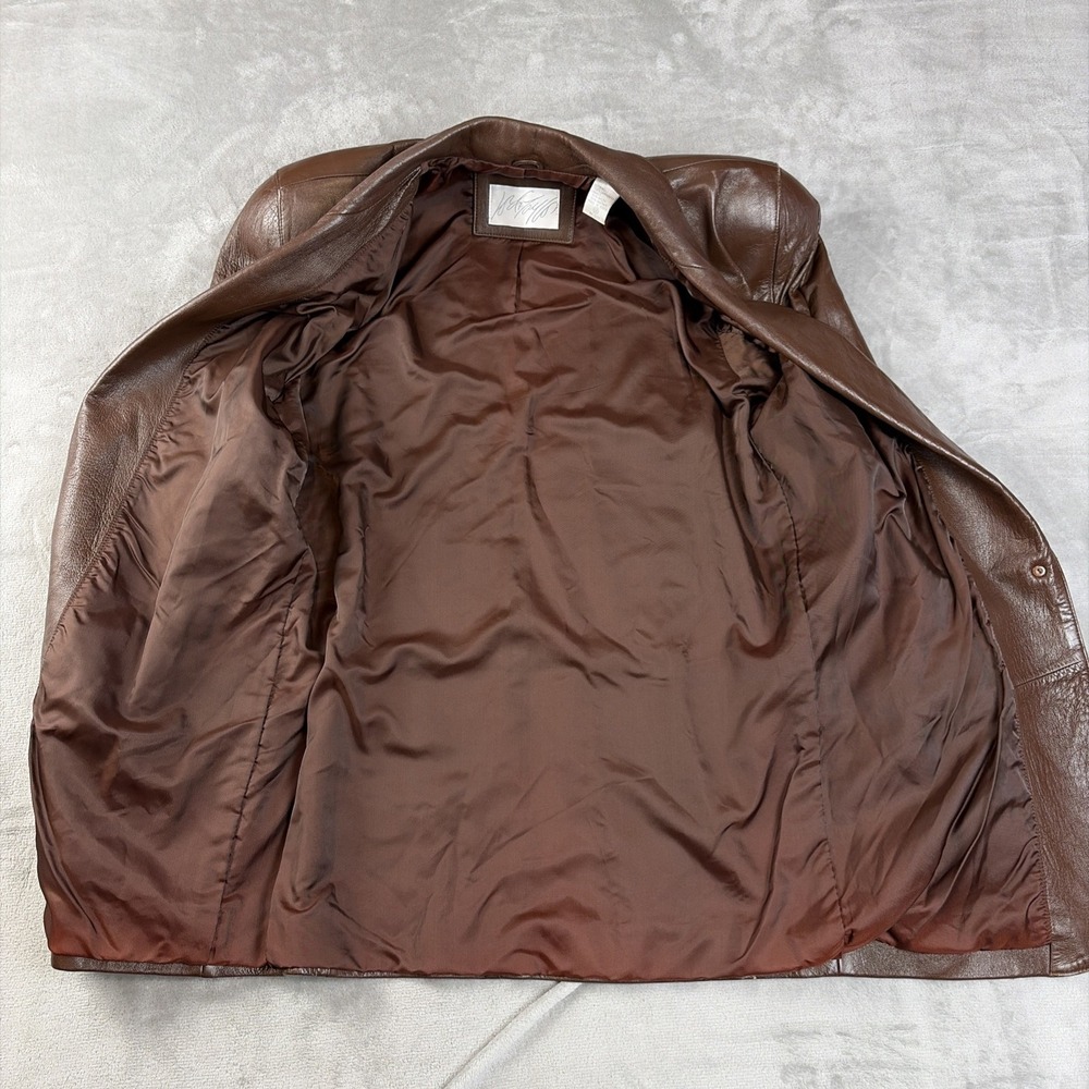 Vintage Lord & Taylor Women's 8 Brown Lamb Leather Blazer Jacket - Picture 3 of 13
